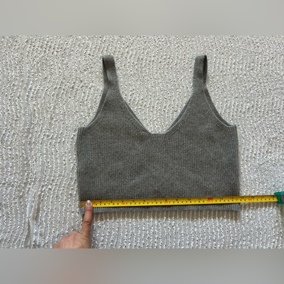 J Crew Cashmere Sweater Top Tank Top Crop Grey Gray Size XL Knit - Picture 8 of 10